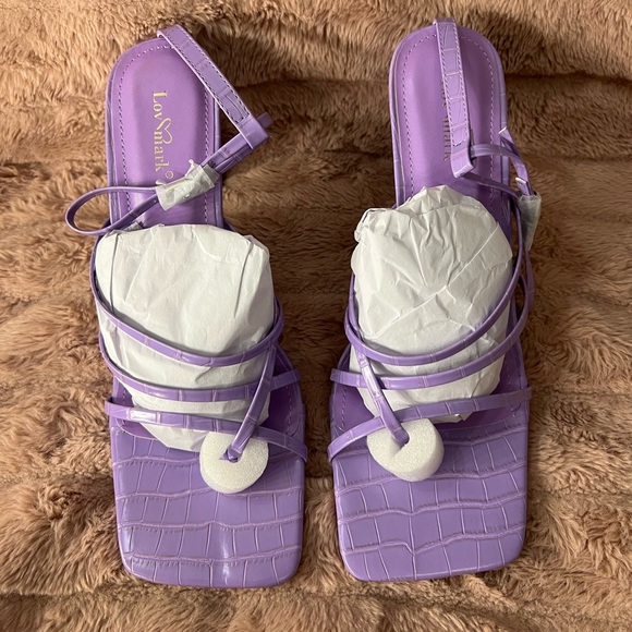 Purple Square Toe Strappy Heel - Picture 4 of 6